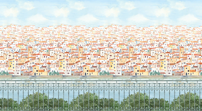 Papier peint paysage – Panoramique Village Côtier