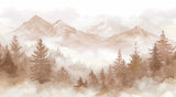 Papier peint panoramique montagne Woodland Sepia
