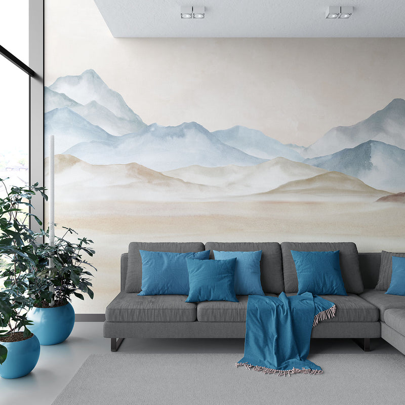 Papier peint panoramique Montagnes Aquarelles