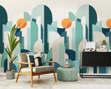 Papier peint graphique abstrait - Santorin