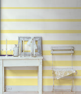 Papier peint panoramique Rayure Estivale Jaune Citron