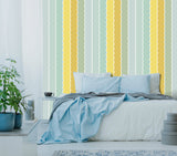 Papier peint panoramique Rayures Fiona Celadon Jaune