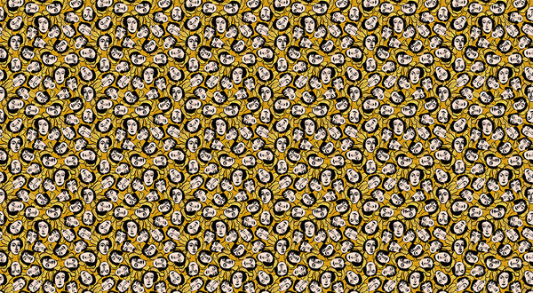 Papier peint Visage Abstrait Jaune et Or