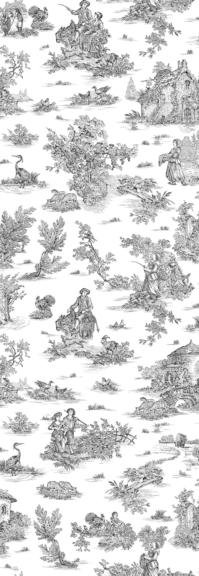 Papier peint toile de jouy