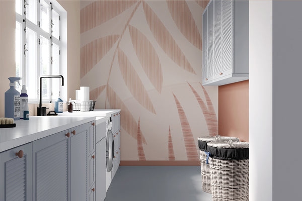 Papier peint feuilles tropicales Palms Rose