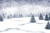 Papier peint panoramique paysage aquarelle Sous la neige