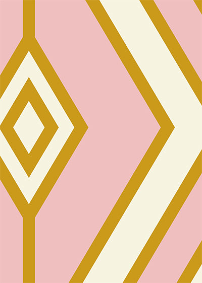 Echantillon papier peint panoramique art déco Ondulato Rose