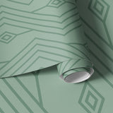 Papier peint panoramique art déco Ondulato Céladon