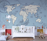 Papier peint panoramique carte du monde Marine