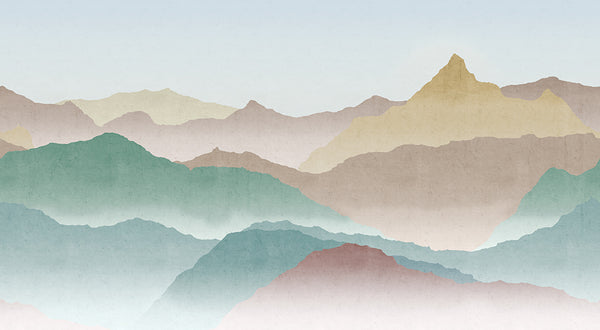 Papier peint panoramique Montagnes Colorées