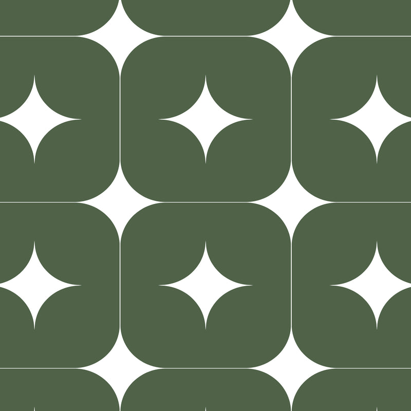 Papier peint géométrique art déco Tile Vert