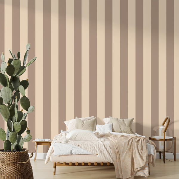 Papier peint Rayures Linda Marron Glacé
