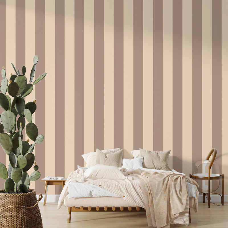 Papier peint Rayures Linda Marron Glacé