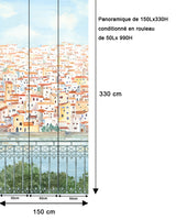 Papier peint paysage – Panoramique Village Côtier