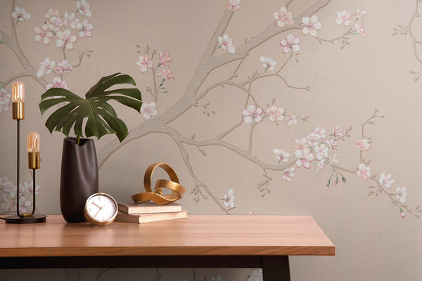 Papier peint fleur de cerisier Hanami Rose Poudré