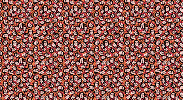 Papier peint Visage Abstrait Rouge