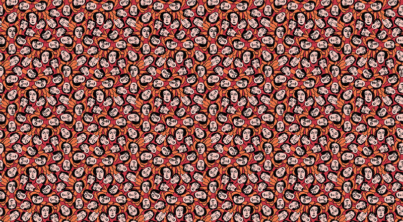 Papier peint Visage Abstrait Rouge