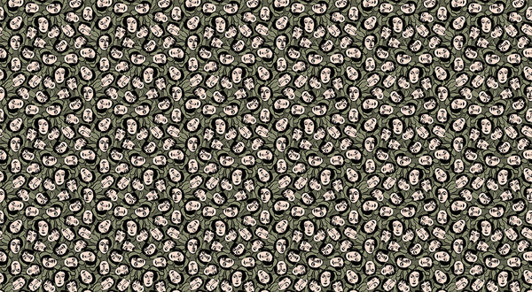 Papier peint Visage Abstrait Vert