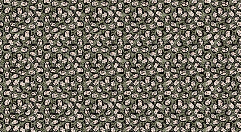 Papier peint Visage Abstrait Vert