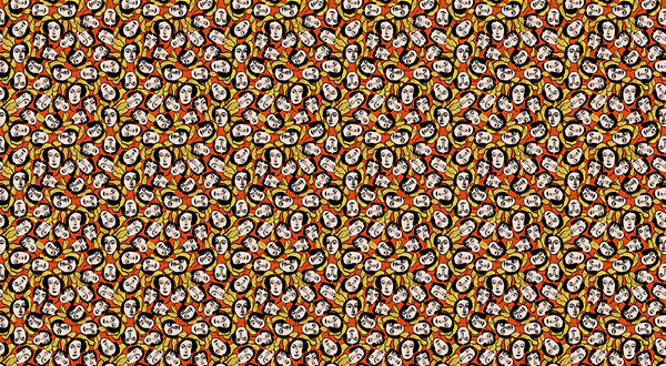 Papier peint Visage Abstrait Orange et Or