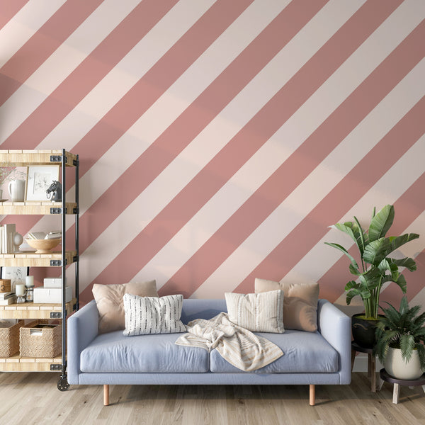 Papier peint panoramique rayures Marjorie Blush