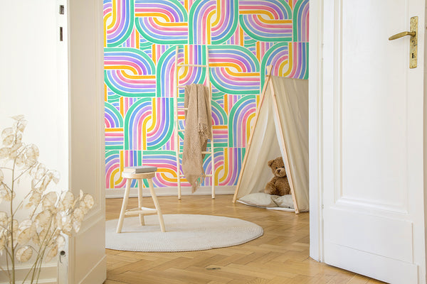 Papier peint graphique Arches Aquarelles Arc-en-ciel