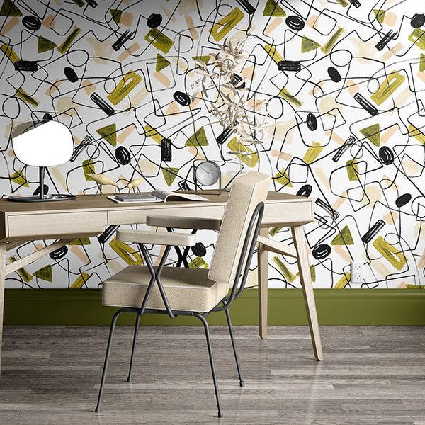 Architects Paper Alpha Papier Peint Géométrique, Argent, Blanc