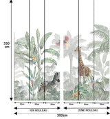 Papier peint panoramique enfant jungle tropicale et animaux - Savana