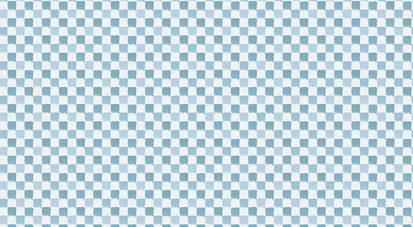 Papier peint panoramique Damier Pinceau Bleu