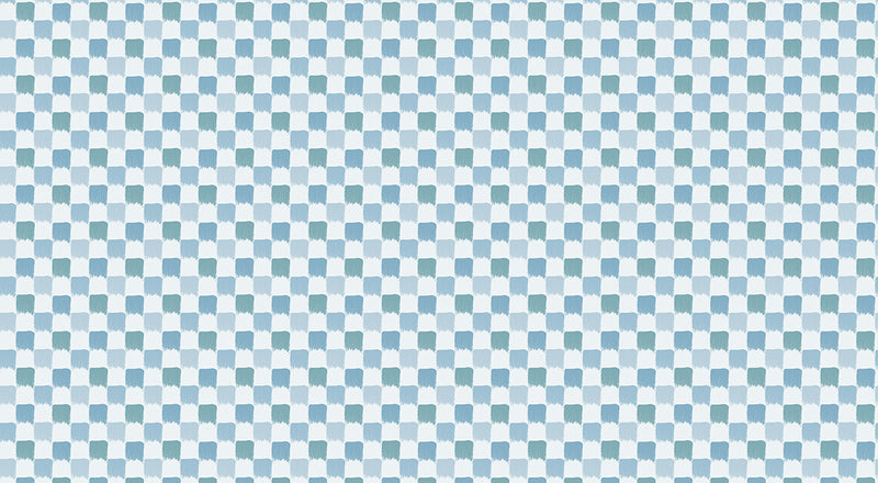 Papier peint panoramique Damier Pinceau Bleu