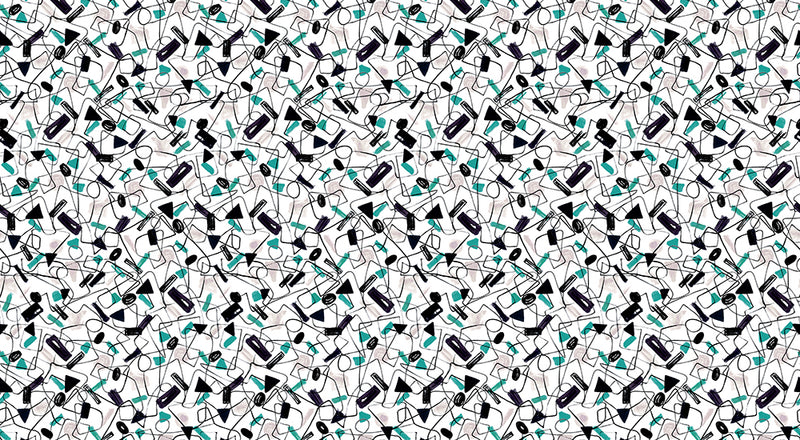 Papier peint Géométrique Vintage Turquoise Violet Rose