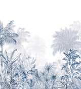 Papier peint graphique – Jungle Tropicale Monochrome marine
