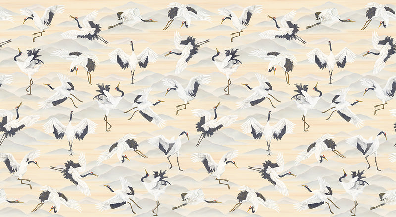 Papier peint Japon Envolée de Grues Neutre