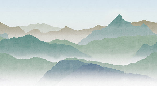 Papier peint panoramique Montagnes Émeraudes