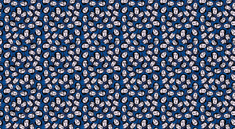 Papier peint Visage Abstrait Bleu