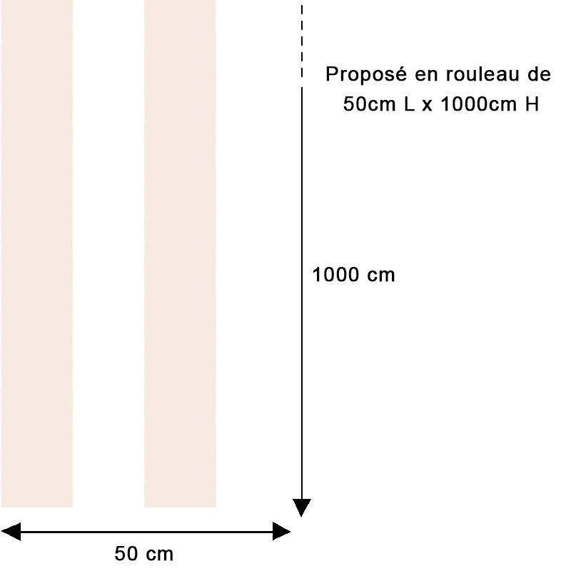 Papier peint rayures larges rose pastel
