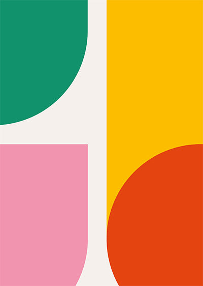 Echantillon papier peint graphique abstrait Bauhaus Multicolore