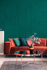 Papier peint panoramique plâtre Bas Relief Émeraude