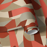 Papier peint géométrique Moonlight Rouille