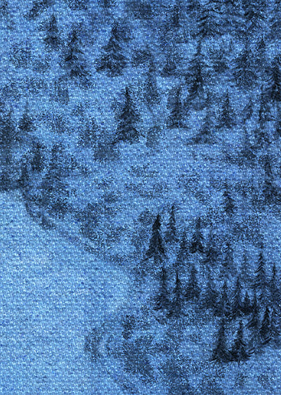 Echantillon papier peint montagne fjord Bleu