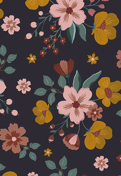 Echantillon Papier peint fleurs - Fall Bouquets - dark
