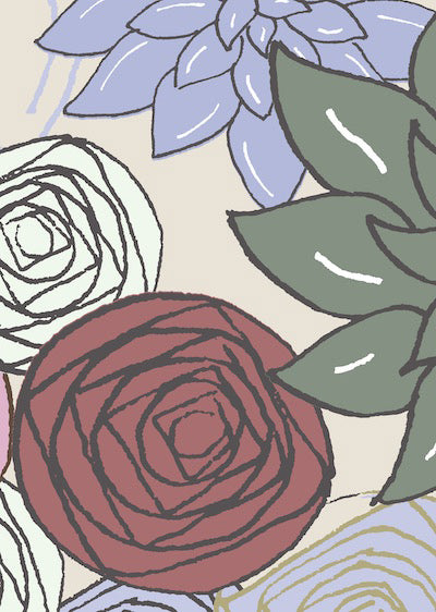 Echantillon Fleurs à la folie beige