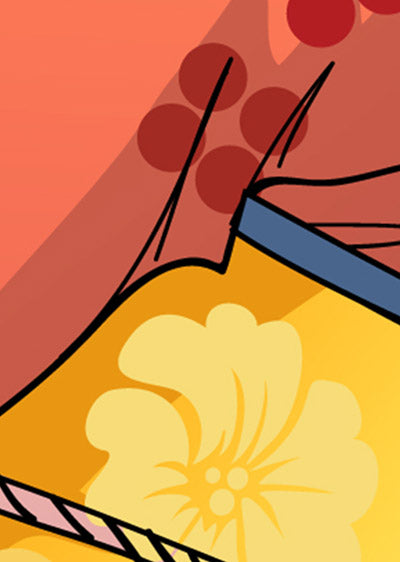 Echantillon papier peint manga kimono rouge