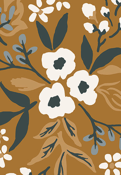 Echantillon Papier peint fleurs - Floral Constellation - mustard