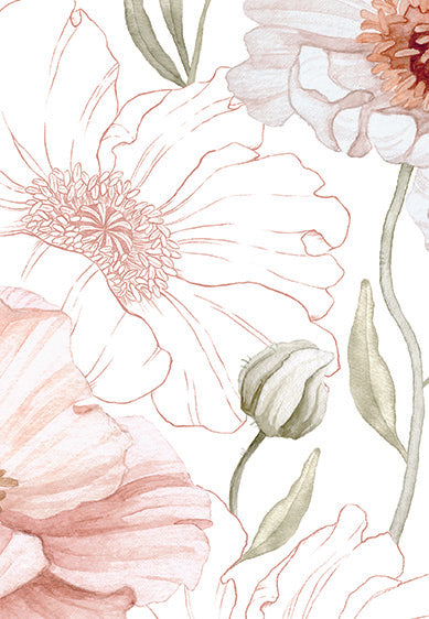 Echantillon Papier peint fleurs - Pink Poppies