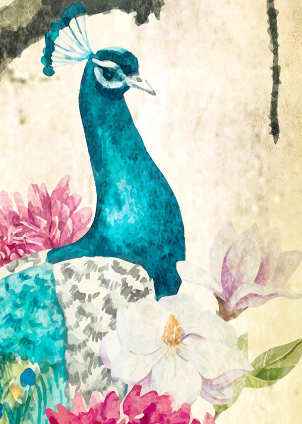 Echantillon Papier peint Paon Paradis Japonais