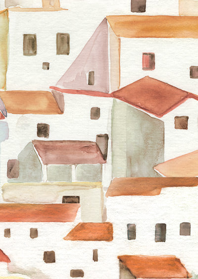 Echantillon Papier peint Village Sur La Côte Blush