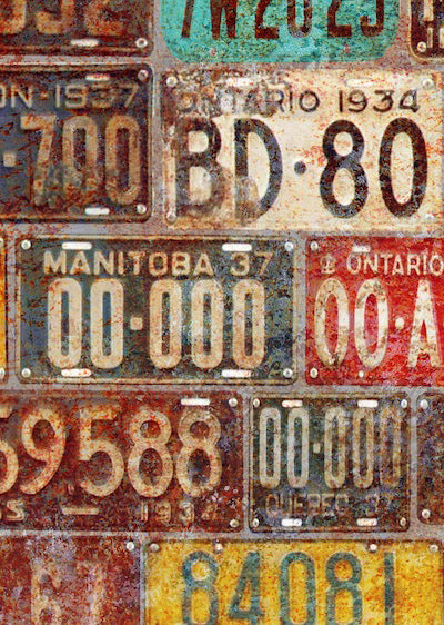 Echantillon Papier peint plaques immatriculation