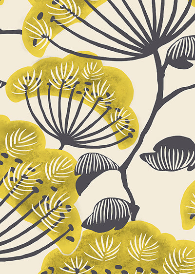 Echantillon papier peint fleur FUJI jaune