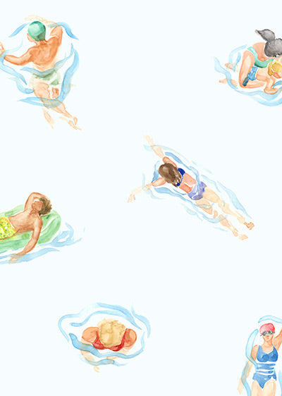 Echantillon papier peint panoramique Nageurs